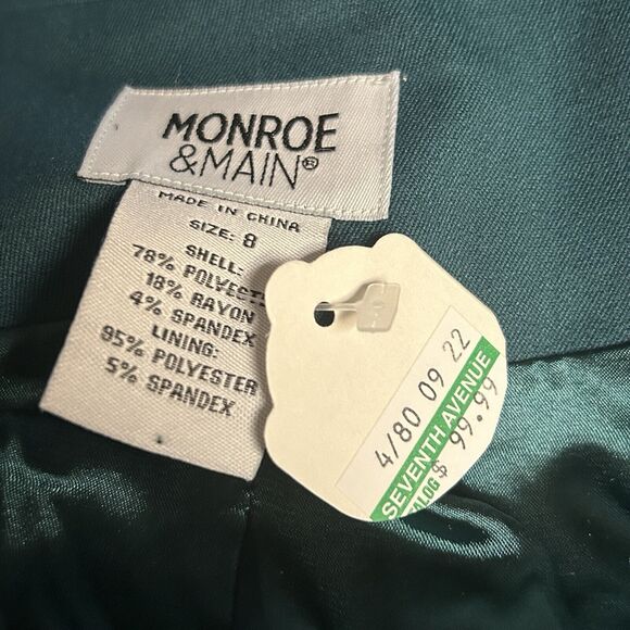 Monroe & Main Washable Dark Green 3-Button Office Career Business Suit Pant Set - Picture 11 of 16